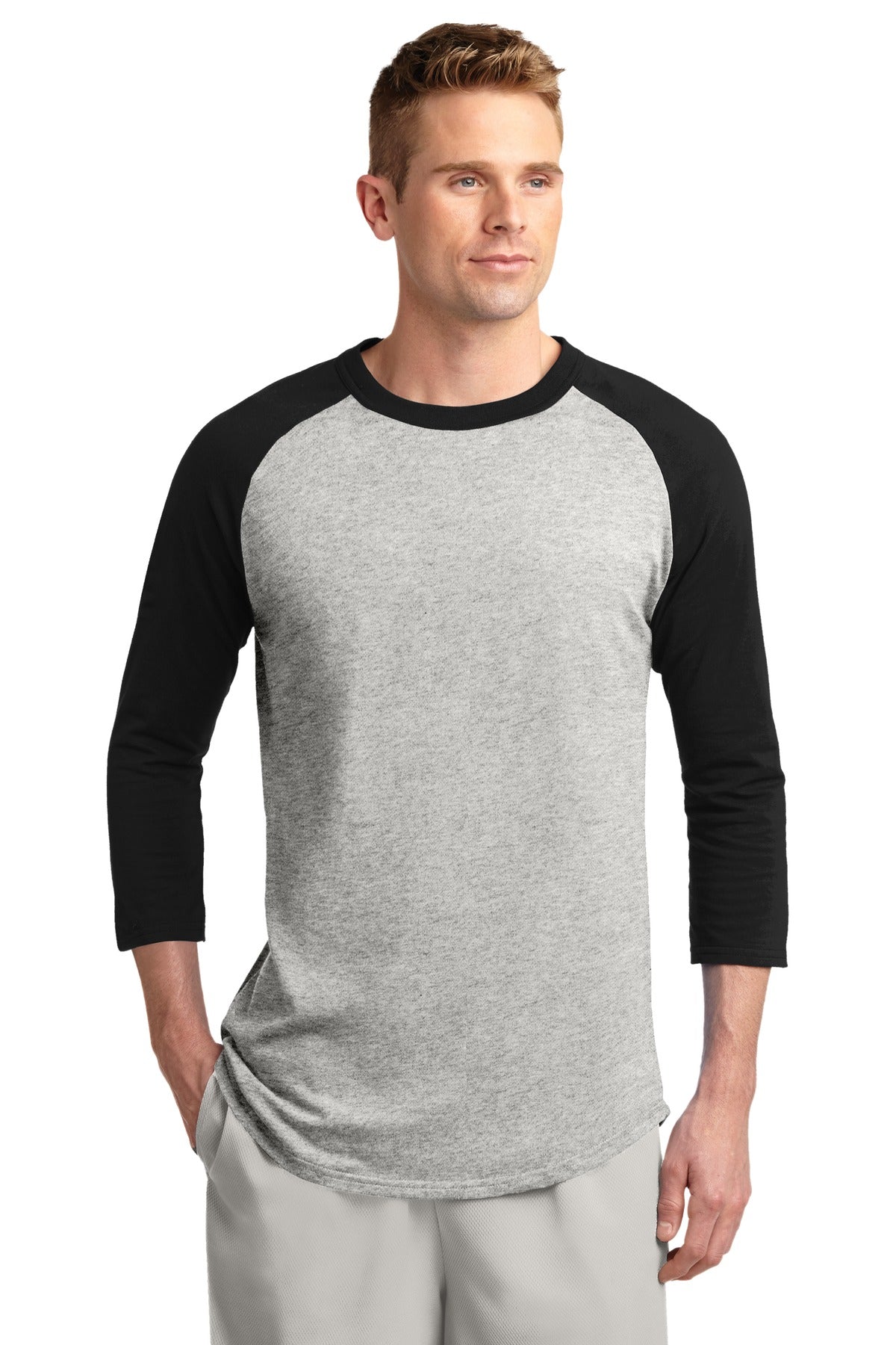 Unisex Colorblock Raglan Jersey - Heather / Gray / Black