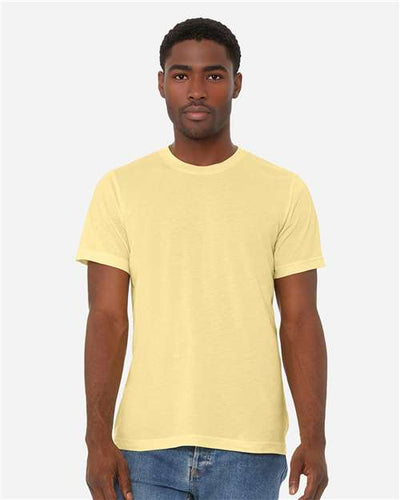 BELLA + CANVAS 3413 Pale Yellow Triblend — on model front