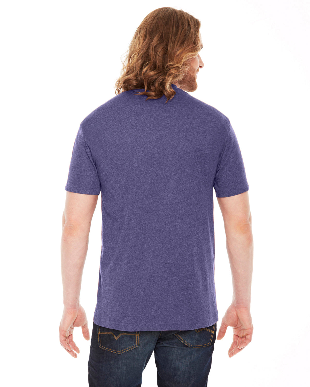 Unisex Poly-Cotton Short-Sleeve Crewneck - Heather Imperial Purple
