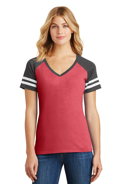 Women's Game V-Neck Tee - Heather Red / Heather Ch