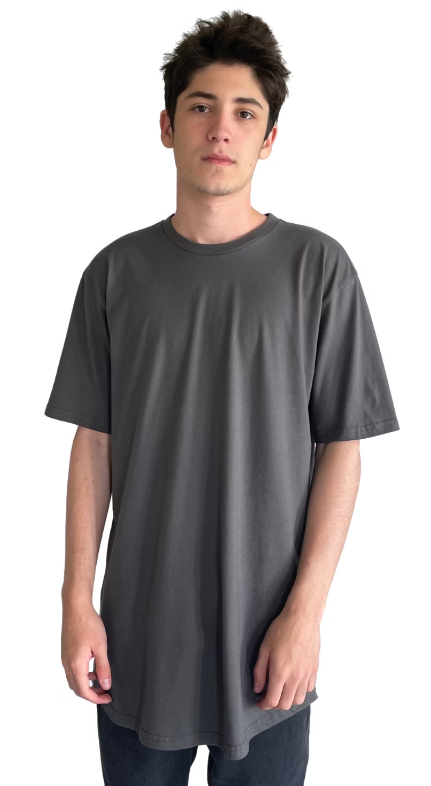 Men's Cotton Long Body Crew - Heavy Metal