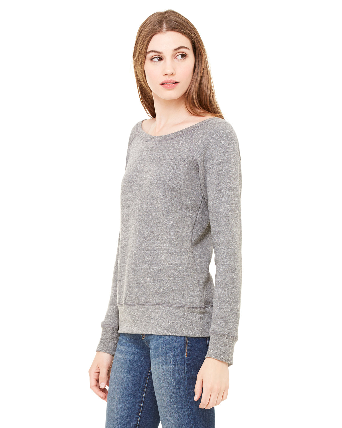 Women's Sponge Fleece Wide Neck Sweatshirt - Gray Triblend
