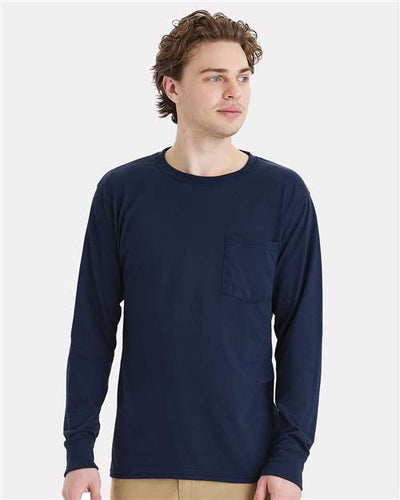 Hanes W120 Navy — on model front