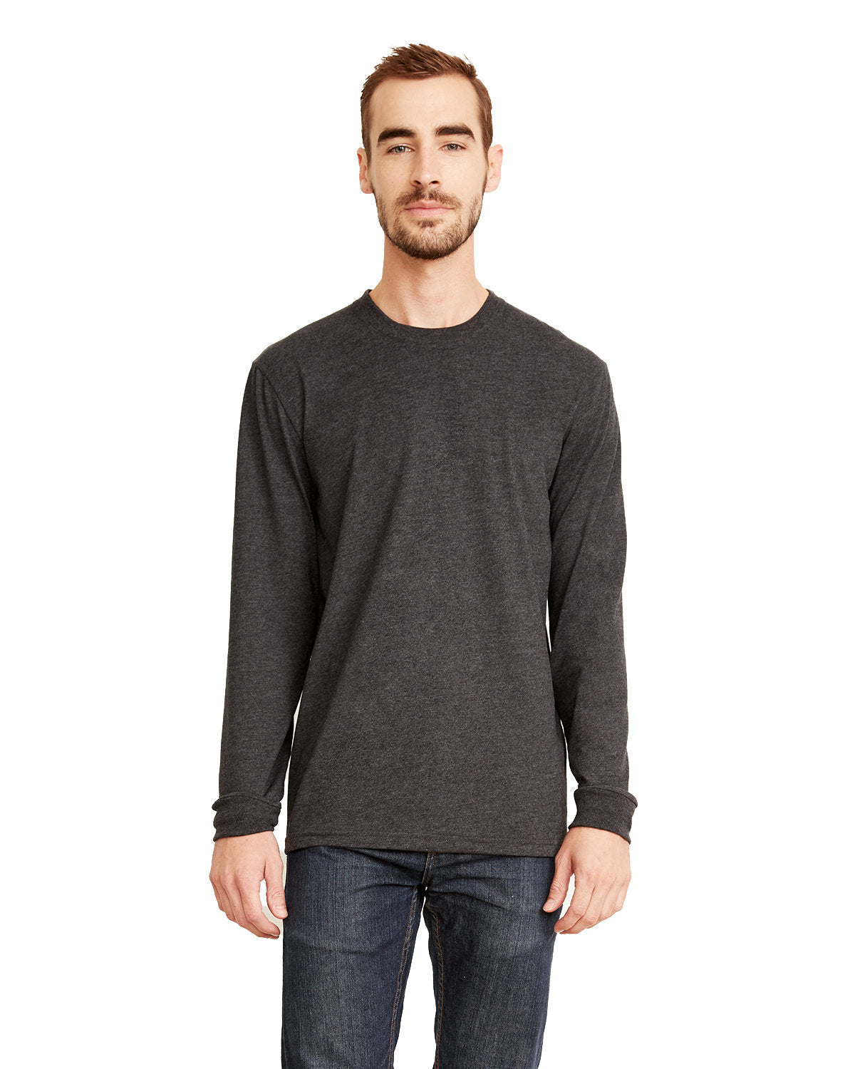 Unisex Sueded Long-Sleeve Crew - Heather Metal