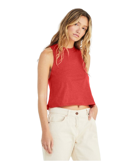 Women's Racerback Cropped Tank - Heather Red