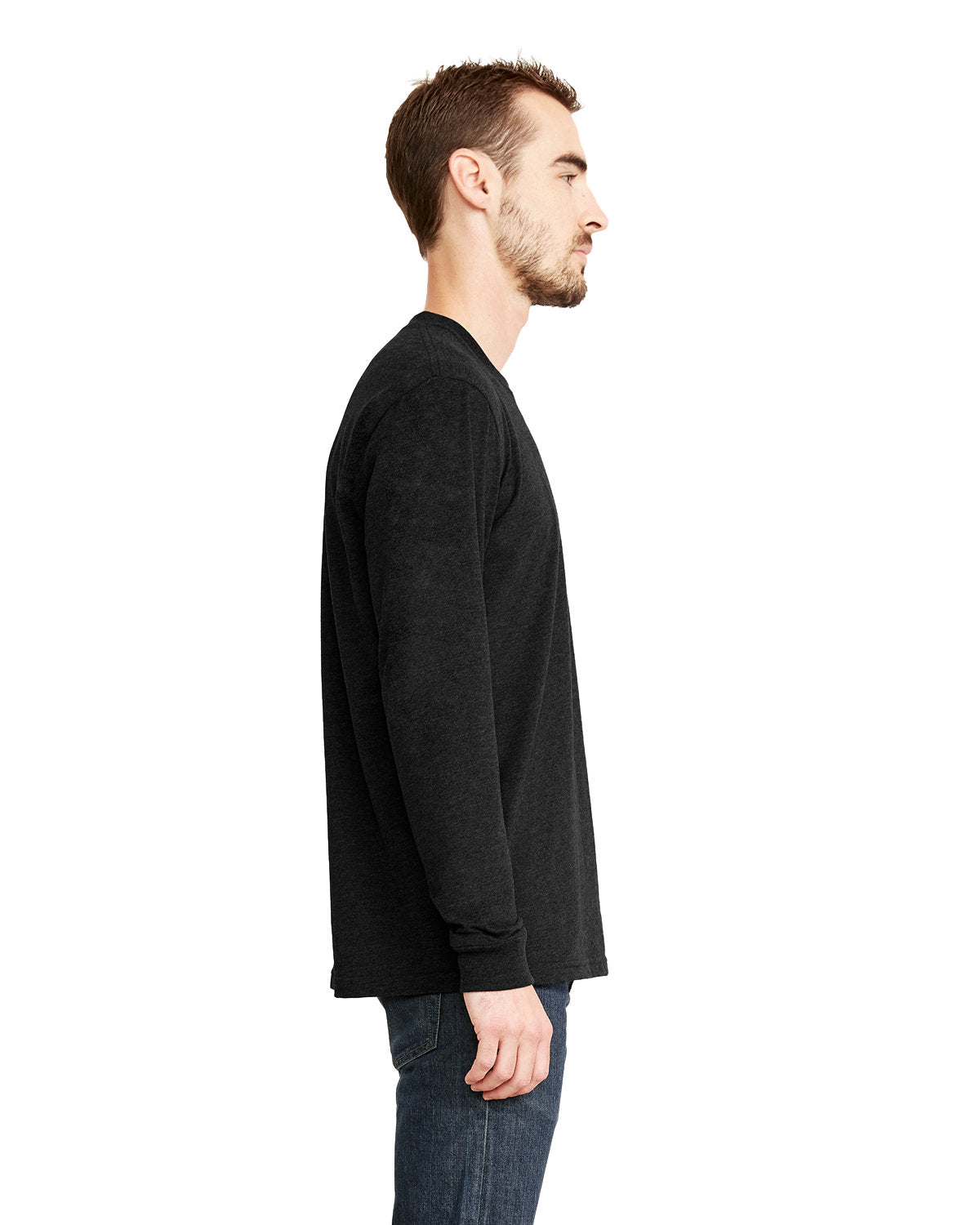 Unisex Sueded Long-Sleeve Crew - Black