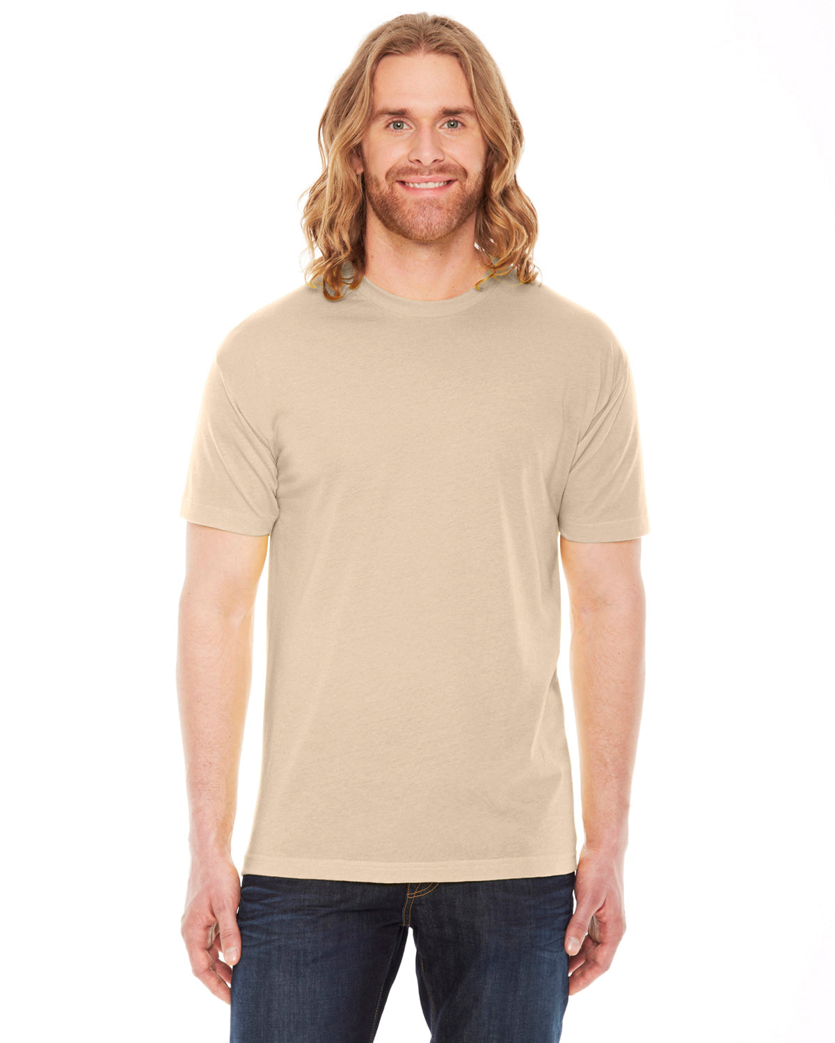 Unisex Poly-Cotton Short-Sleeve Crewneck - Creme