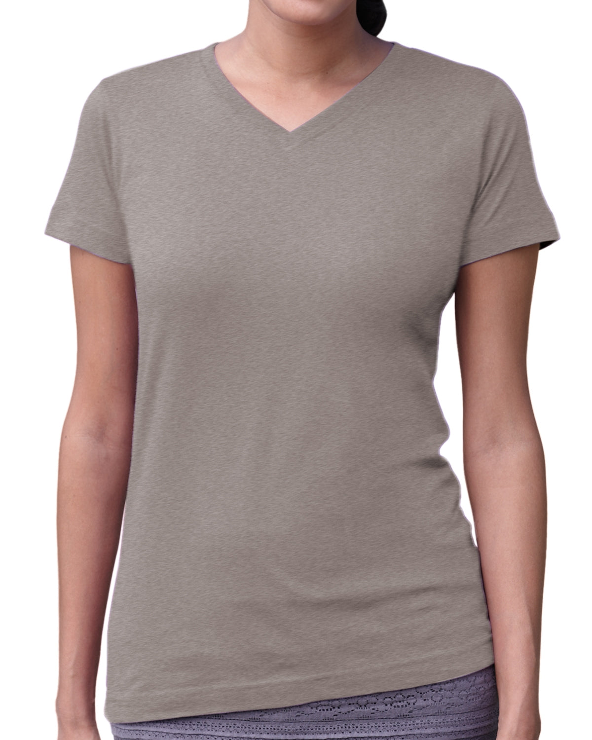 Women's V-Neck Fine Jersey T-Shirt - Heather