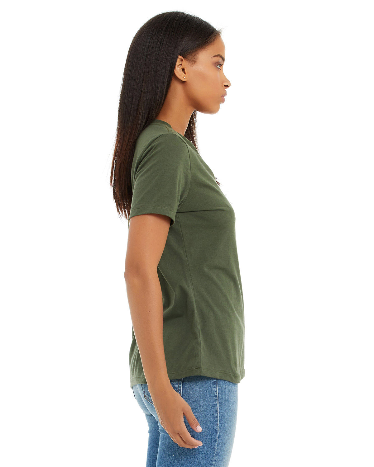Women's Relaxed Jersey V-Neck T-Shirt - Military Green