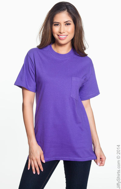 Beefy-T® Short Sleeve Pocket Tee - Purple