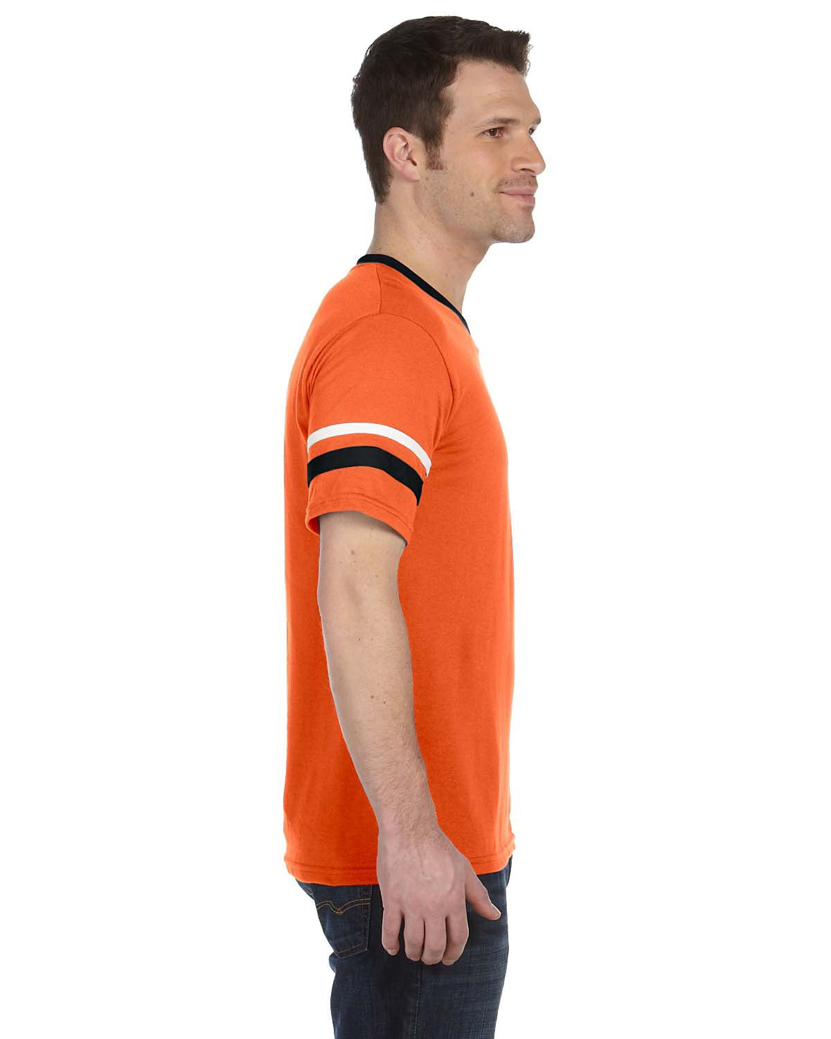 Unisex Sleeve Stripe Jersey - Orange / Black / White