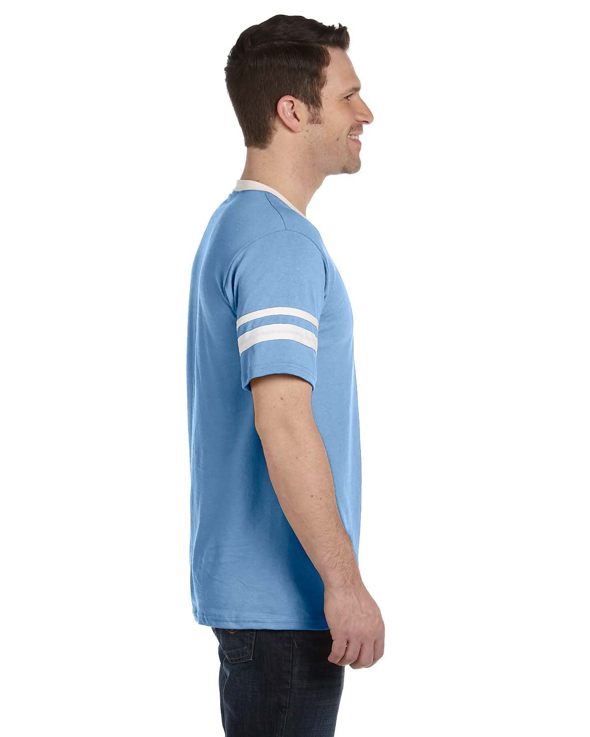 Unisex Sleeve Stripe Jersey - Light Blue / White