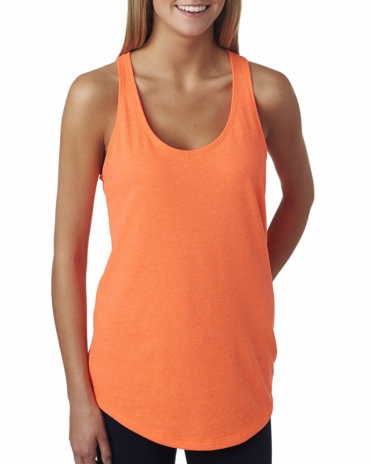 Women's French Terry Racerback Tank - Neon Heather Orange