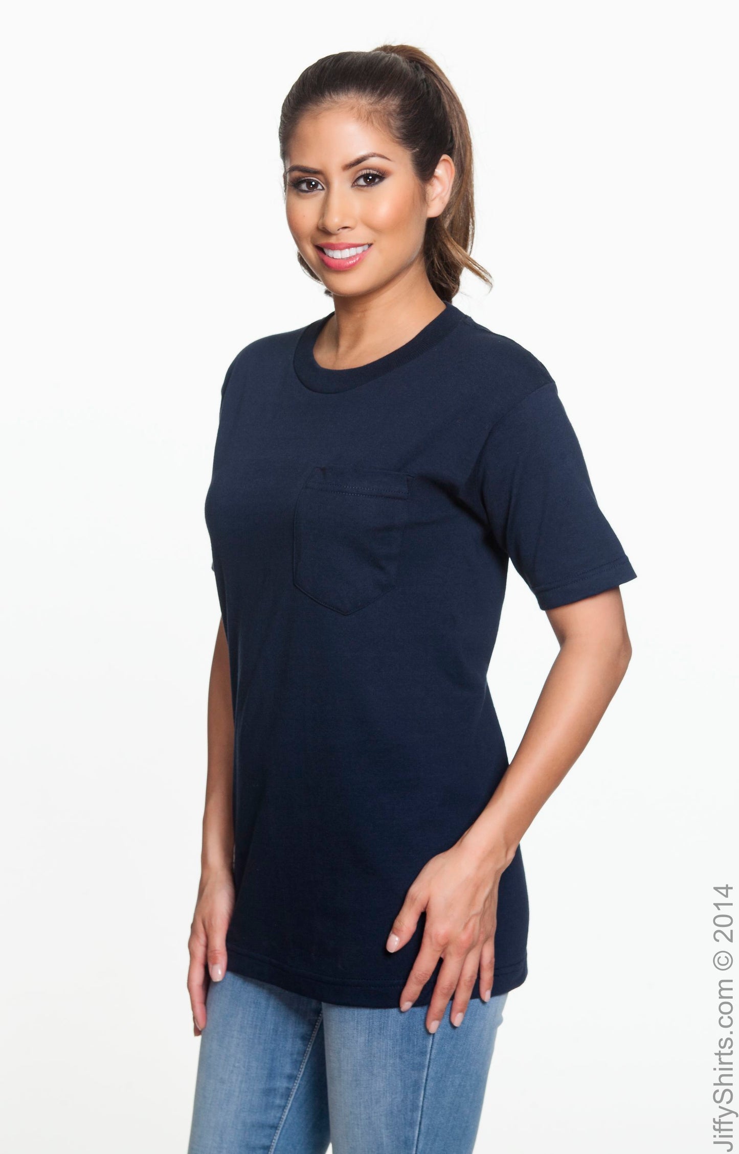 Unisex Cotton Pocket T-Shirt - Navy