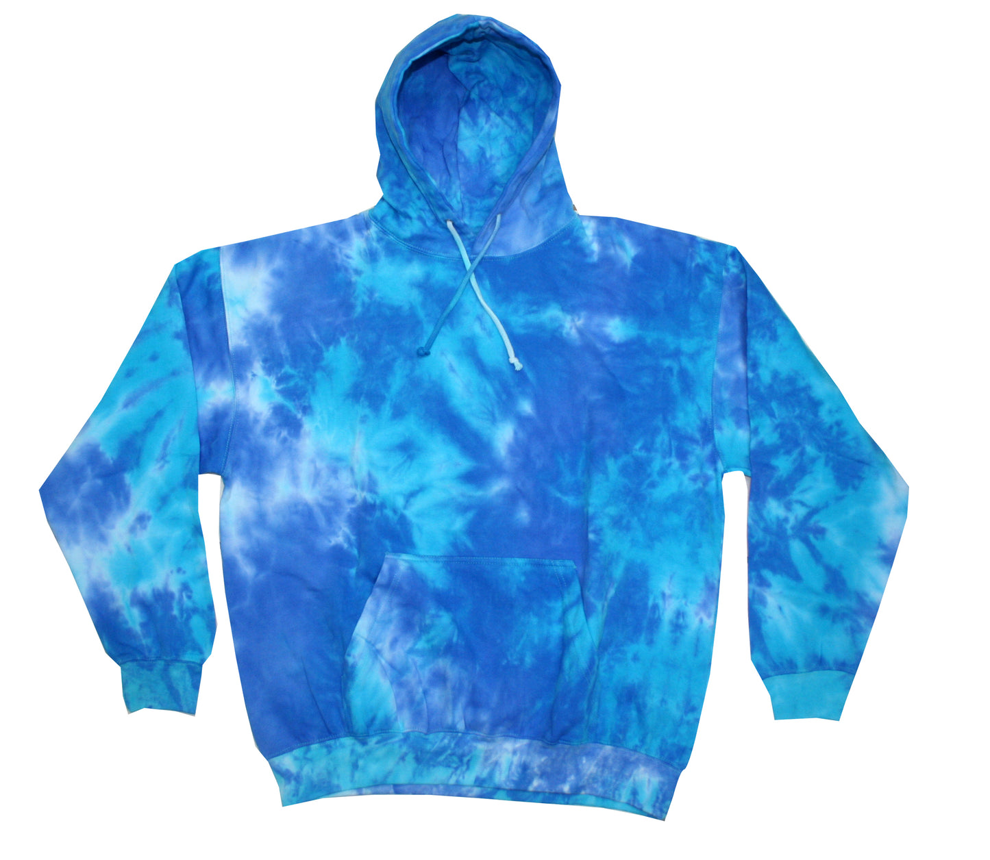 Unisex Tie-Dyed Pullover Hoodie - Blue Mix