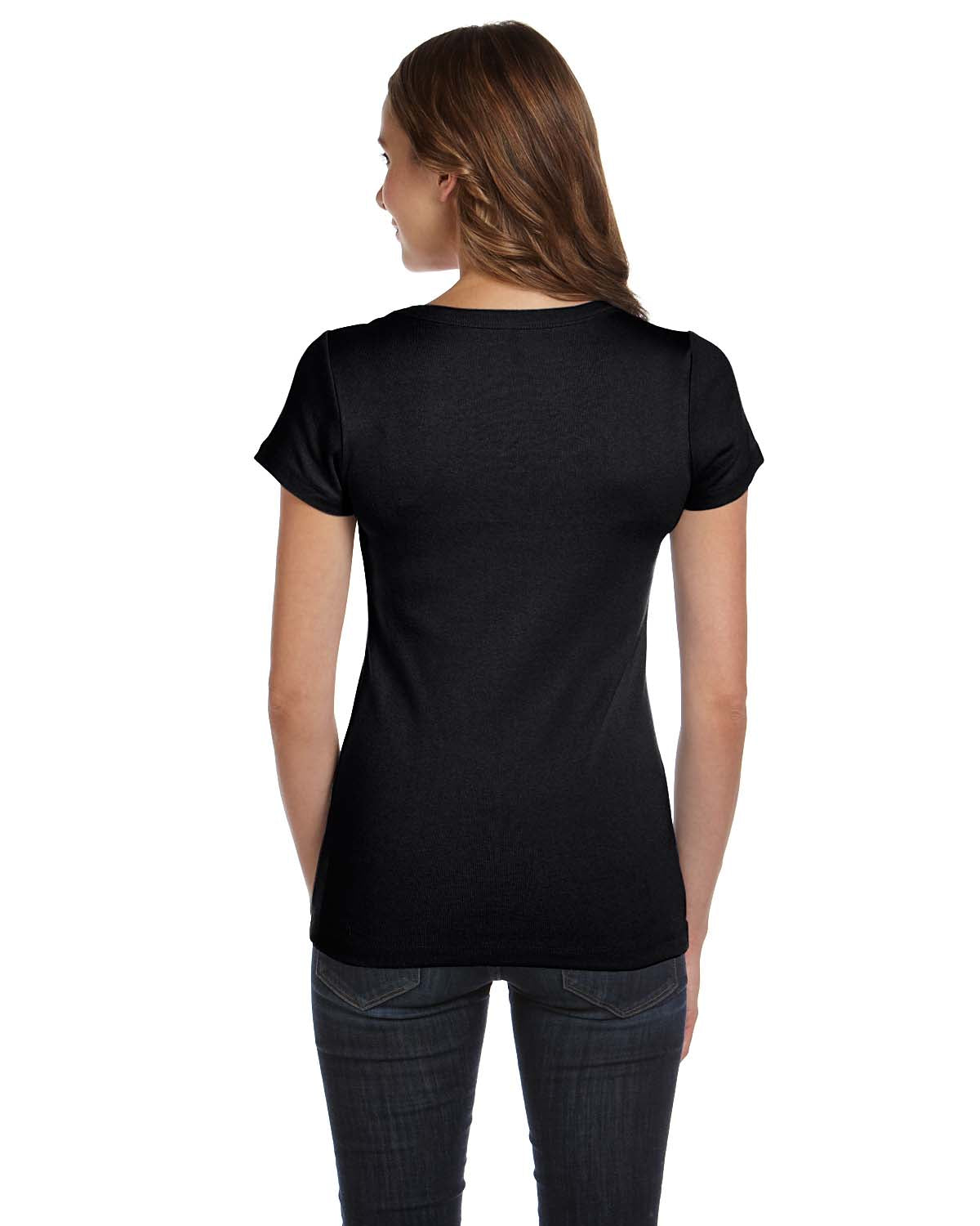 Women's Baby Rib Scoopneck Tee - Black