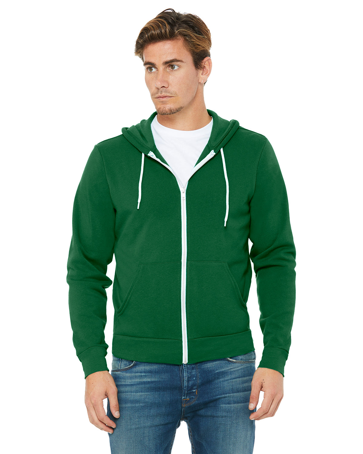Unisex Poly-Cotton Sponge Fleece Full-Zip Hoodie - Kelly