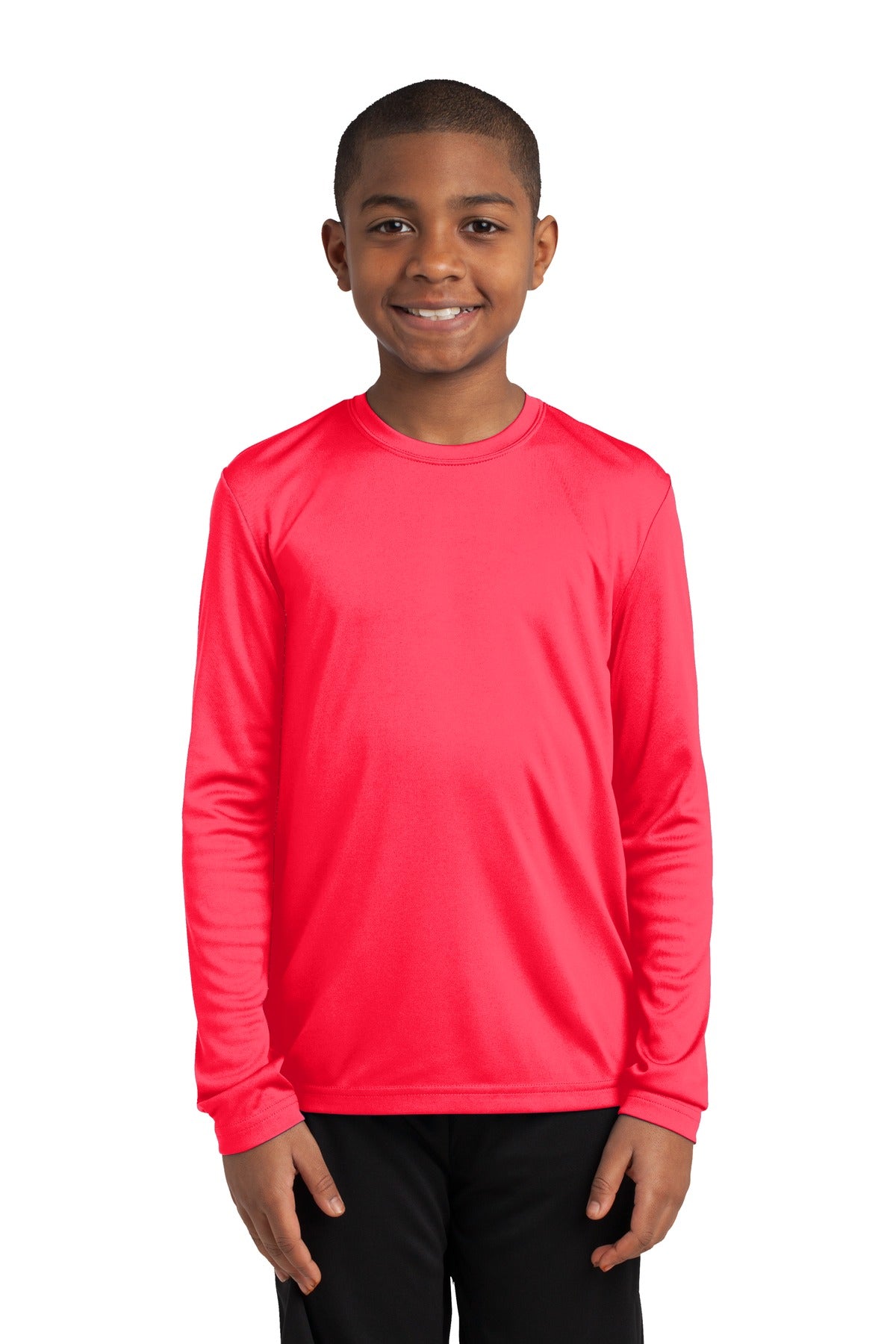 Youth Long Sleeve PosiCharge Competitor Tee - Hot Coral