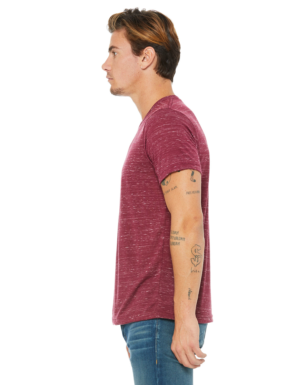 Unisex Poly-Cotton Short-Sleeve T-Shirt - Maroon Marble