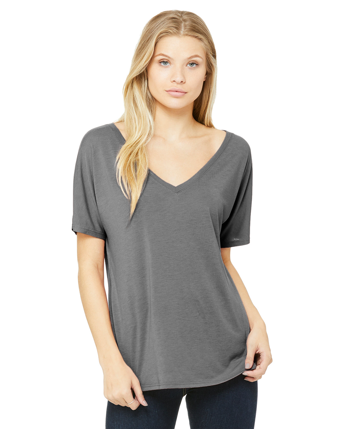 Women's Slouchy V-Neck T-Shirt - Gray Triblend