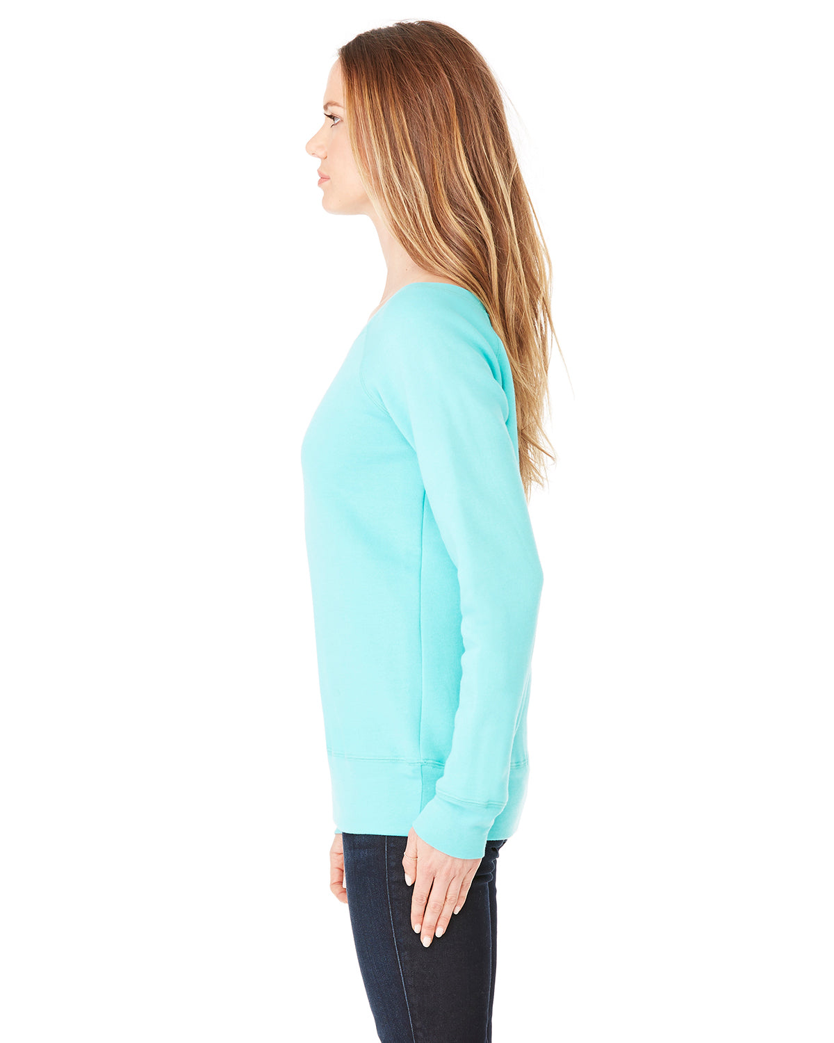 Women's Sponge Fleece Wide Neck Sweatshirt - Teal