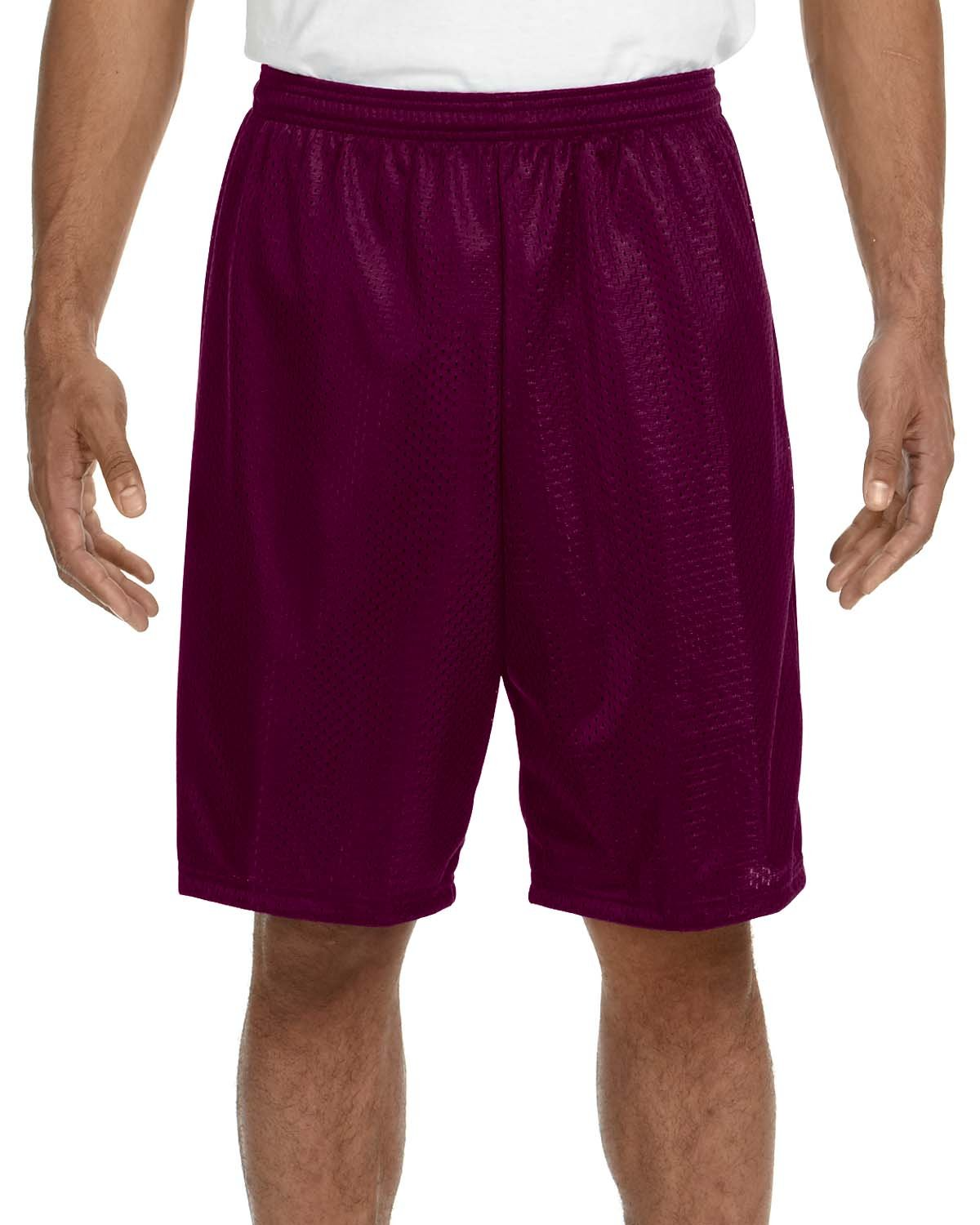 Unisex Nine Inch Inseam Mesh Short - Maroon