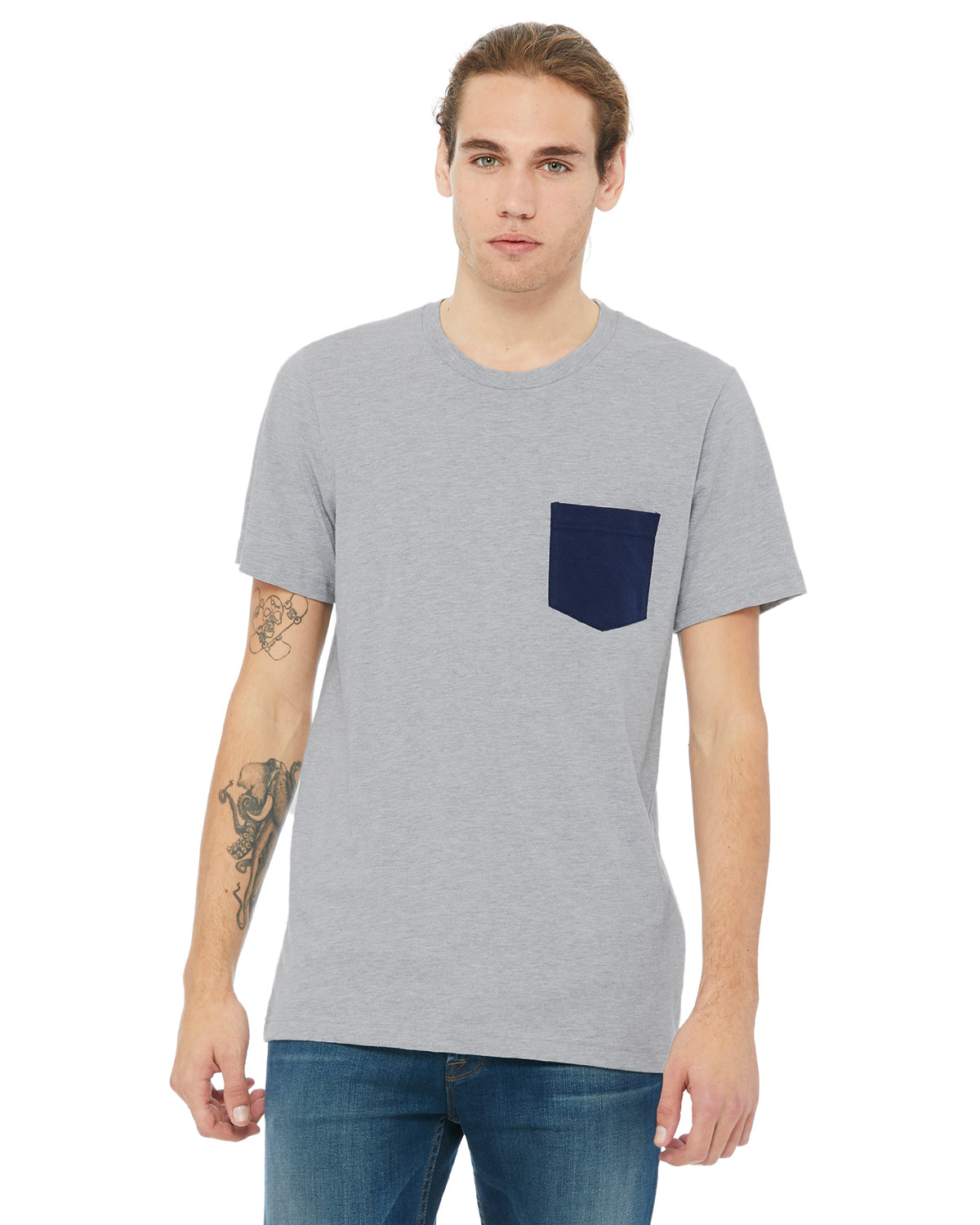 Men's Jersey Short-Sleeve Pocket T-Shirt - Heather Athletic / Navy