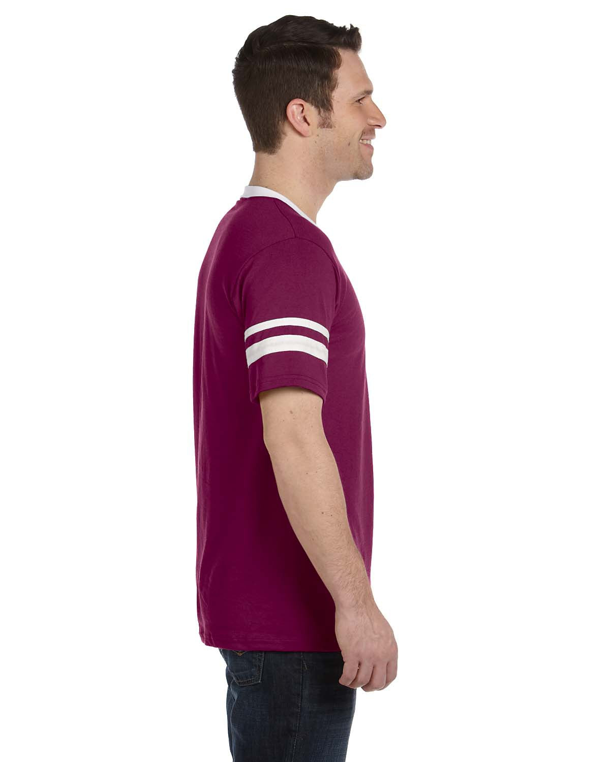Unisex Sleeve Stripe Jersey - Maroon / White