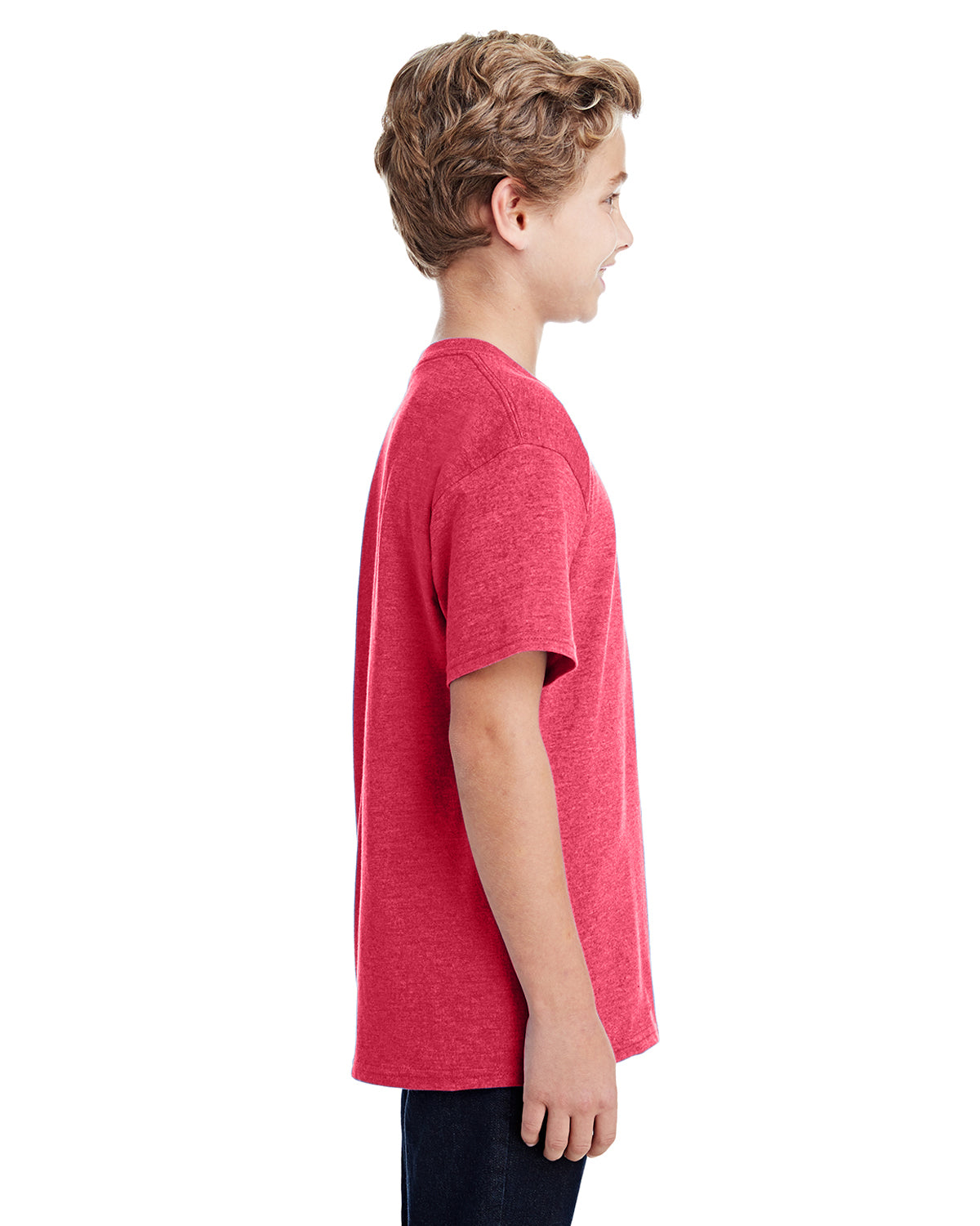 Youth 50/50 T-Shirt - Heather Sport Scarlet Red