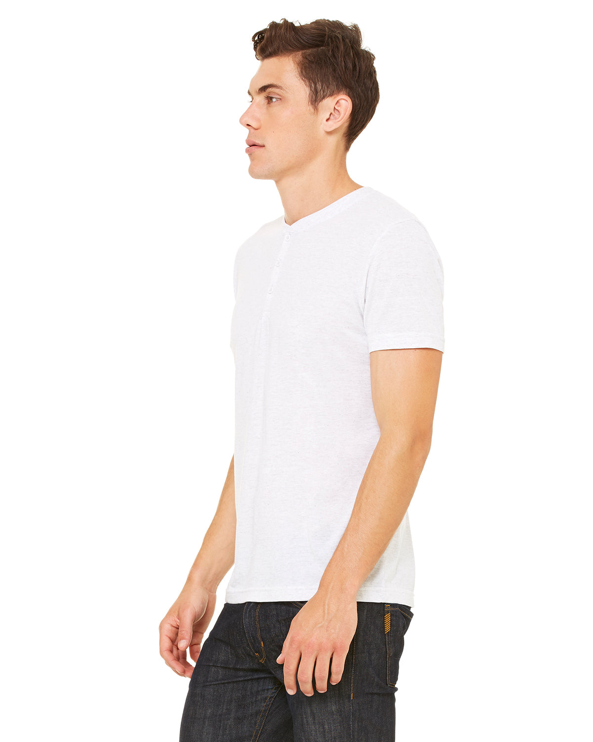 Men's Triblend Short-Sleeve Henley - White Fleck Triblend