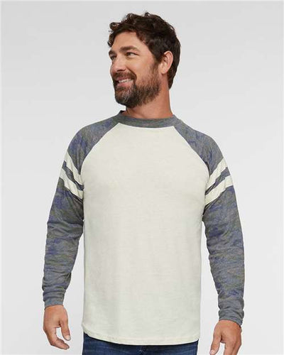 LAT 6934 Natural Heather/ Vintage Camo/ Natural Heather — on model front