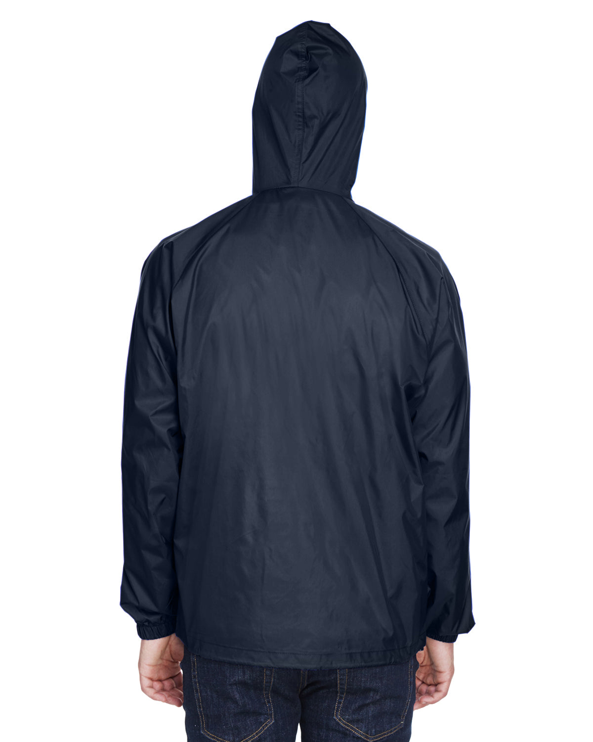 Unisex Quarter-Zip Hooded Pullover Pack-Away Jacket - True Navy
