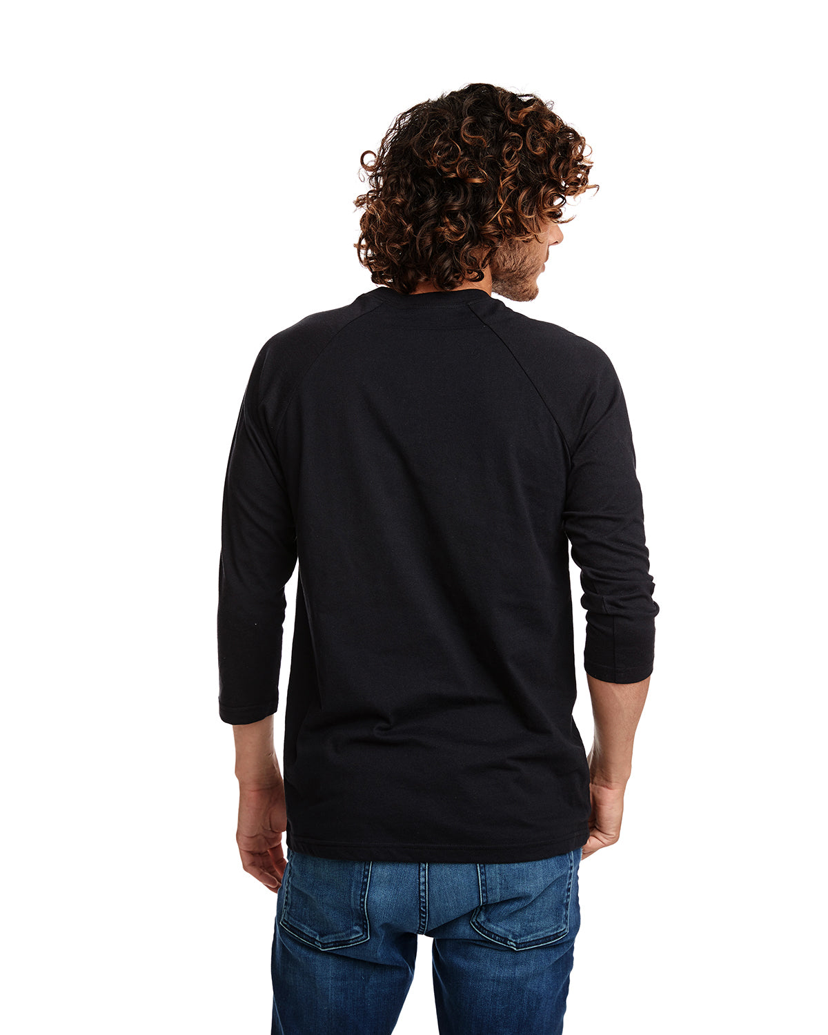 Unisex CVC 3/4 Sleeve Raglan Baseball T-Shirt - Black / Black