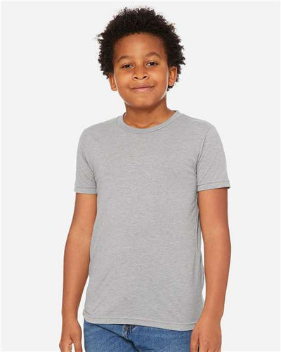 BELLA + CANVAS 3413Y Athletic Grey Triblend — on model front