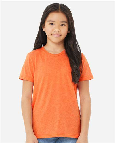BELLA + CANVAS 3413Y Orange Triblend — on model front