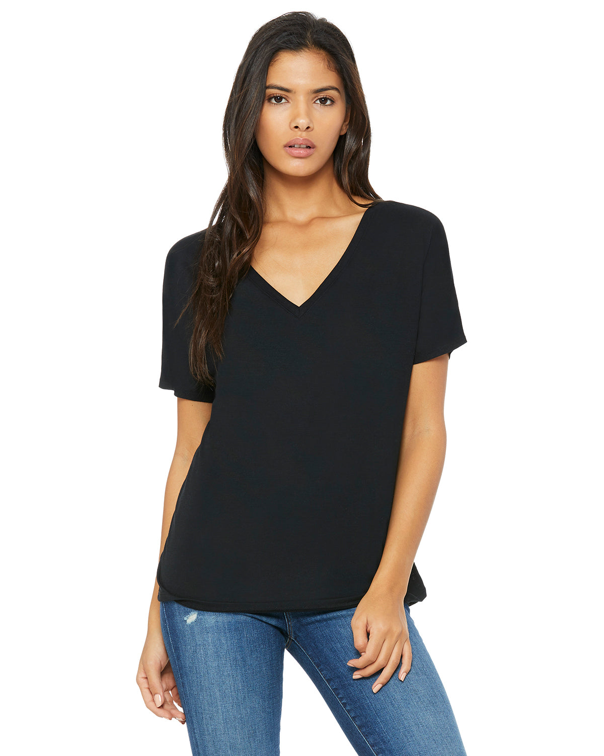 Women's Slouchy V-Neck T-Shirt - Black