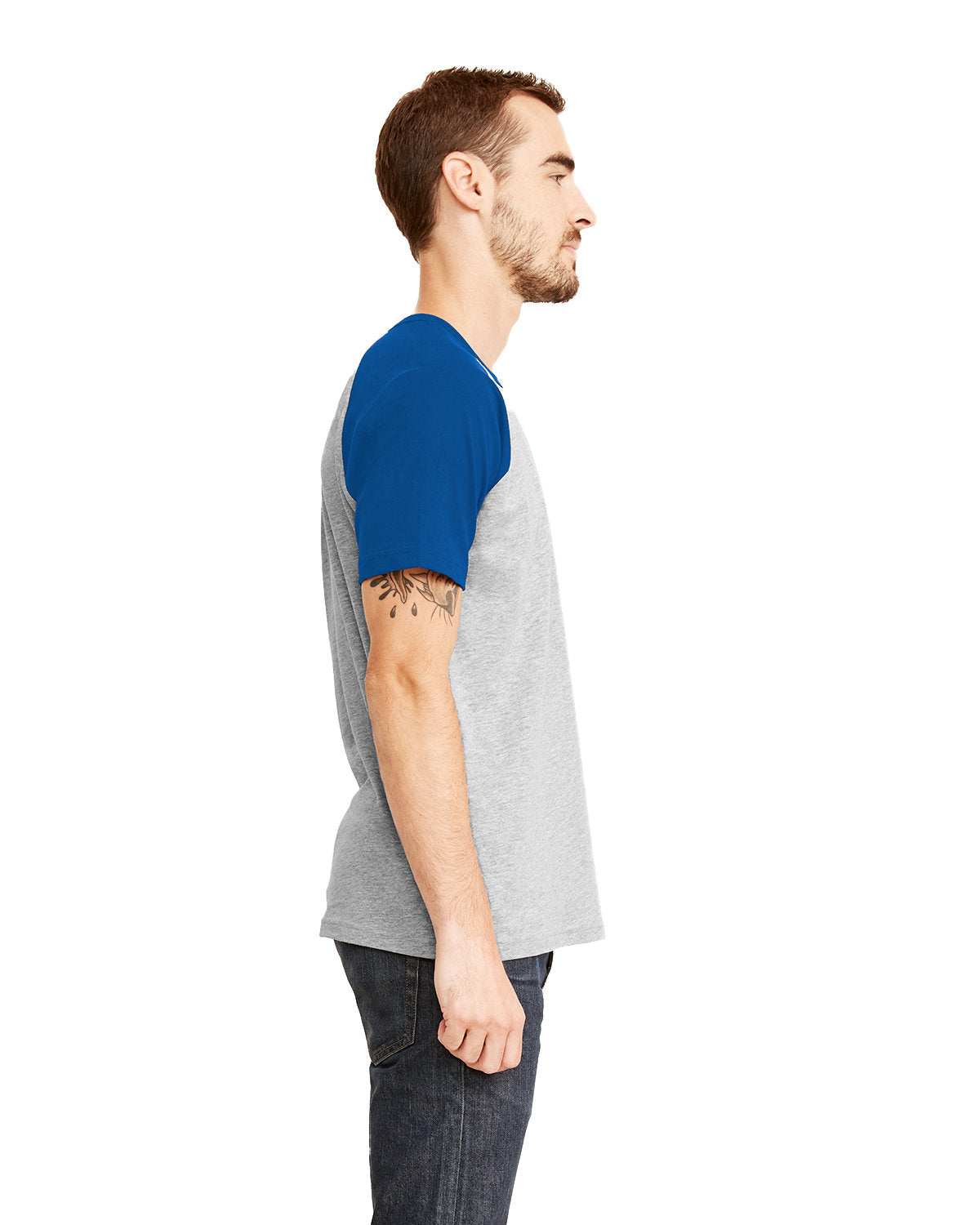 Unisex Raglan Short-Sleeve T-Shirt - Royal / Heather Gray