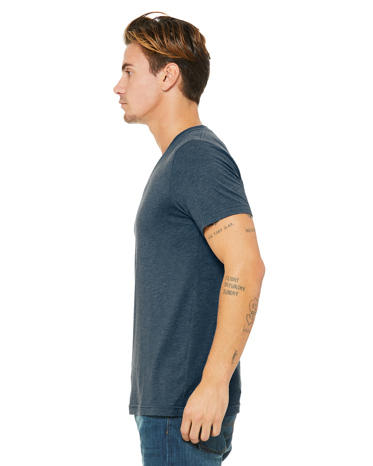 Unisex Triblend V-Neck T-Shirt - Steel Blue Triblend