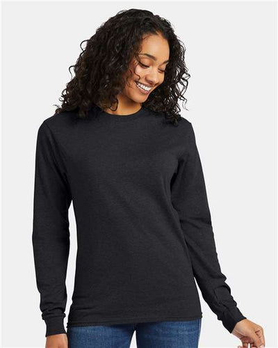 Hanes 5286 Charcoal Heather — on model front