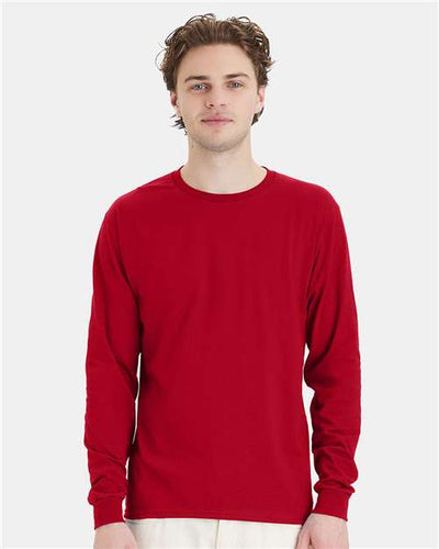 Hanes 5286 Deep Red — on model front