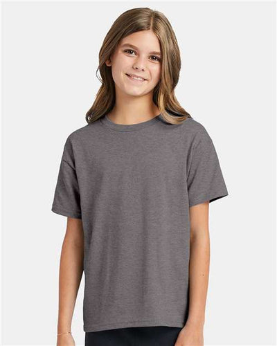 Hanes 5370 Oxford Grey — on model front