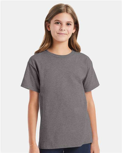 Hanes 5480 Oxford Grey — on model front