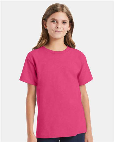 Hanes 5480 Wow Pink — on model front