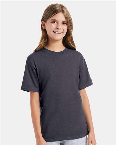 Hanes 498Y Charcoal Heather — on model front