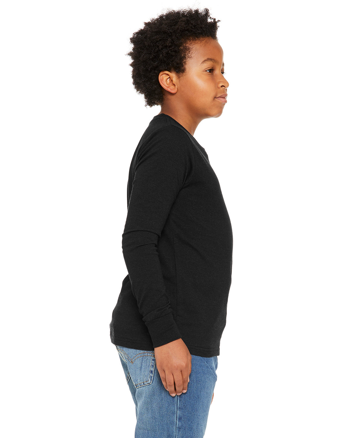 Youth Heather CVC Long Sleeve Tee - Heather Black