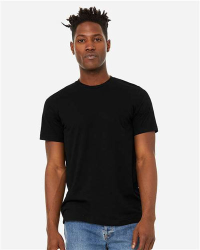 BELLA + CANVAS 3301 Solid Black Blend — on model front