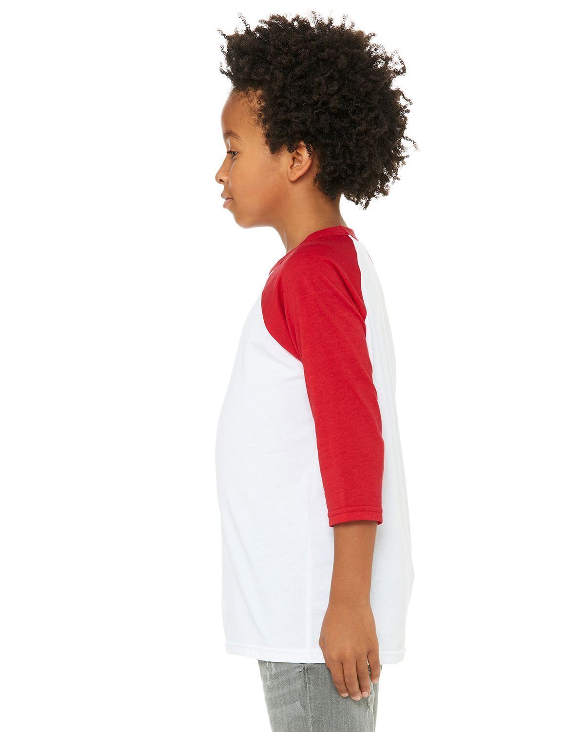 Youth 3/4-Sleeve Baseball T-Shirt - White / Red