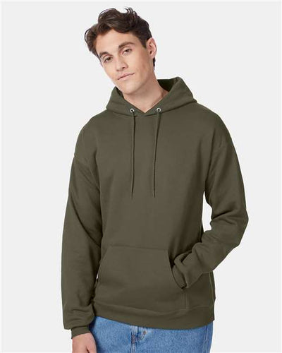 Hanes P170 Fatigue Green — on model front