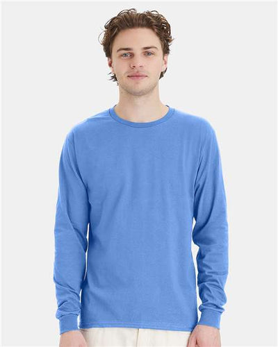Hanes 5286 Carolina Blue — on model front