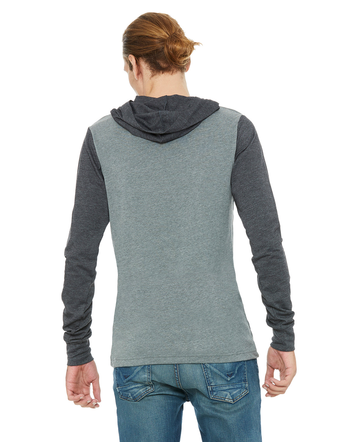 Unisex Jersey Long-Sleeve Hoodie - Heather Deep / Heather Dark Gray